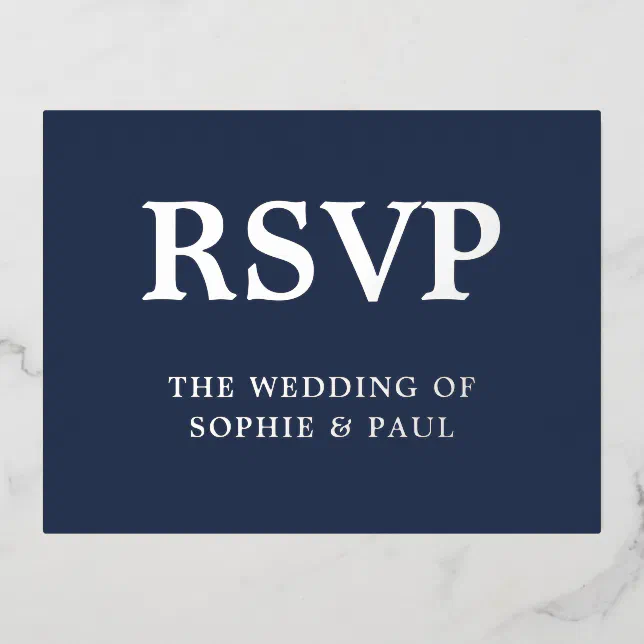 Song Choice Navy Blue Classic Foil RSVP Card