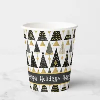 Black Gold Christmas Merry Pattern#25 ID1009 Paper Cups