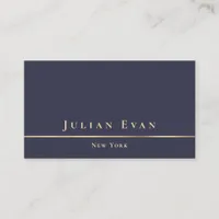 Elegant Minimalistic Navy Blue and Gold Consultant Business Card