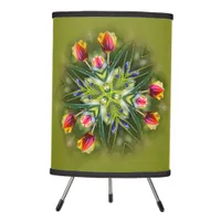 Kaleidoscopic Bicolored Purple and Gold Tulips Tripod Lamp