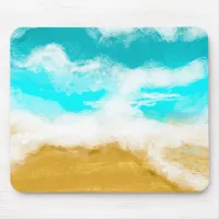 Turquoise Ocean Waves Hitting the Sand   Mouse Pad