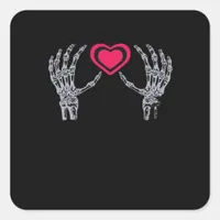 Skeleton Hands Heart Cute Square Sticker