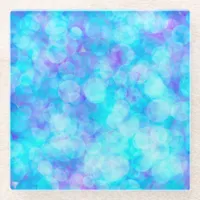 Blue and Purple Bokeh Bubbles  Glass Coaster