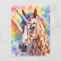 Fantasy Surreal Appaloosa Unicorn Pegasus  Postcard