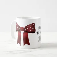 Gingerbread Chic Elegant Red Bow and White Dots Coffee Mug