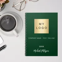 Emerald green name script business logo notebook