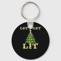 Let's Get Lit Funny Christmas Drinking Classic Keychain