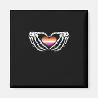 Lesbian Pride Skeleton Halloween Wlw Goth Heart Cl Magnet