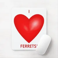 I Love Ferrets with Red Heart Vertical Mouse Pad