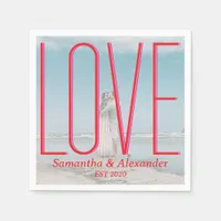 Simple Wedding Personalized Couple Photo Modern Napkins