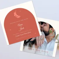 Terracotta Moon Photo Save the Date Card