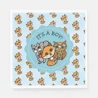 Little Fox and Forest Friends Baby Shower Napkins