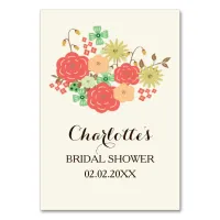 ivory mint coral floral bridal shower bingo cards