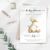 Simple Watercolor Farm Duck Baby Shower  Invitation