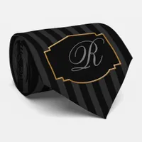 Elegant, Sophisticated Striped Monogram Neck Tie