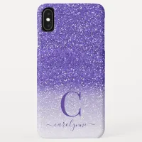 Personalized Chic Girly Purple Ombre Glitter iPhone XS Max Case