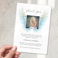Angel Wings Photo Sympathy Funeral Memorial Thank You Card