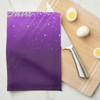 Modern Purple Brushed Metal with Silver Monogram | Kitchen Towel