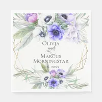 Floral Wedding Violet Anemone Floral Bouquets Napkins