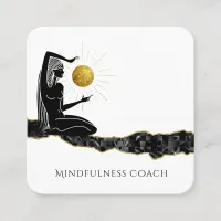 *~* Meditate Gold Glitter Moon QR code GODDESS  Square Business Card