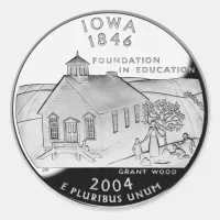 State Quarter of Iowa Reverse Side Faux Classic Round Sticker