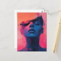 Abstract Woman Blue and Pink Postcard