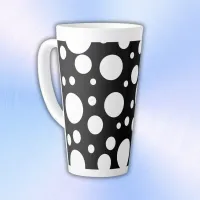 White Polka Dots on Black | Latte Mug