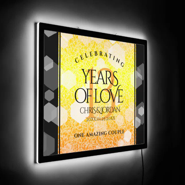 Elegant 13th Citrine Wedding Anniversary LED Sign