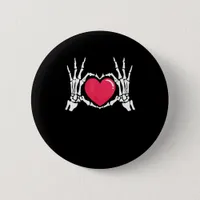 Skeleton Hand Heart Halloween Button