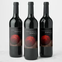 Orange black basketball birthday party champion wine label