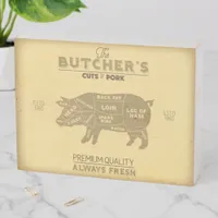 Vintage Butcher Shop Cuts of Pig Pork Chart Wooden Box Sign