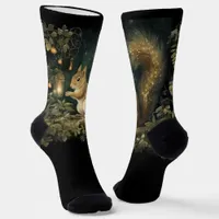 Fantasy Woodland Squirrel and Lights Autumn Socks