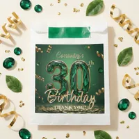 Elegant Emerald Green Gold Gemstone 30th Birthday  Favor Bag