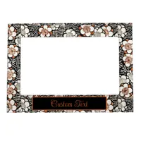 Japanese black and red floral pattern  magnetic frame