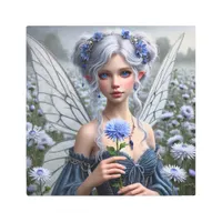 Beautiful September Fairy in Asters Metal Print