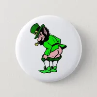 Mooning Leprechaun Button