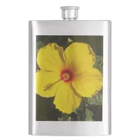 Yellow Hibiscus Flower Hip Flask