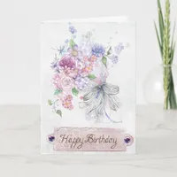 Vintage Floral Happy Birthday Wishes Card