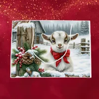 Cute Festive Baby Goat on the Farm Christmas Large Gift Bag