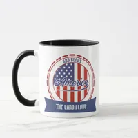 God Bless America, Retro Font and Patriotic Design Mug