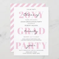 Pink Typography Modern Online Graduation Party Invitation