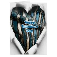 Valentine's Day Abstract torn heart blue stripes