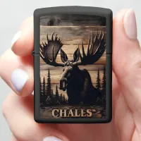 Custom Moose Wood Art Zippo Lighter