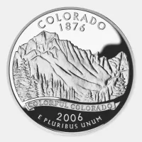 Faux Colorado State Quarter Rocky Mountains Trees Classic Round Sticker