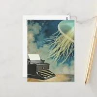 Jellyfish and a Typewriter Postcard
