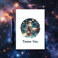 Stellar Boy Space Rocket Thank You Card