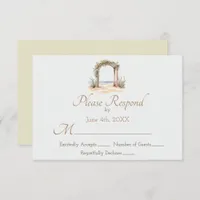 Elegant Watercolor Beach Arch Wedding RSVP Card