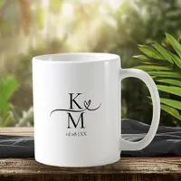 Love Calligraphy Initials Heart Black B&W ID940 Coffee Mug