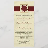 cranberry fall leaf fall autumn wedding program