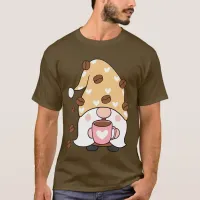 Gnome Coffee Lover Coffee Bean Cap with Hearts T-Shirt